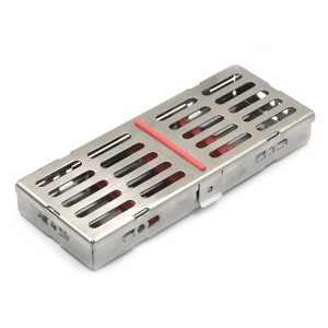 Dental Instrument Sterilization Cassette Tray Fixed Lid Side Opening Click Lock